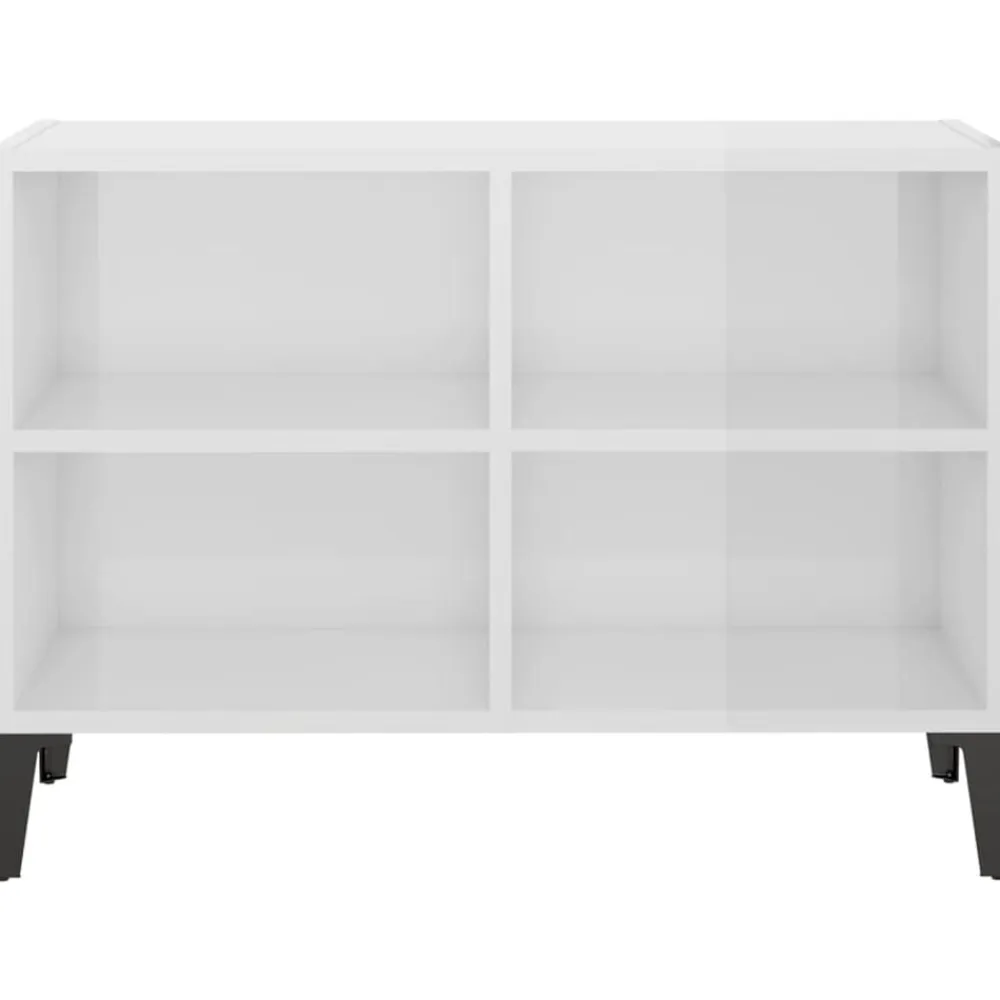 vidaXL Mueble de TV con patas de metal 69,5x30x50 cm Blanco brillante Best
