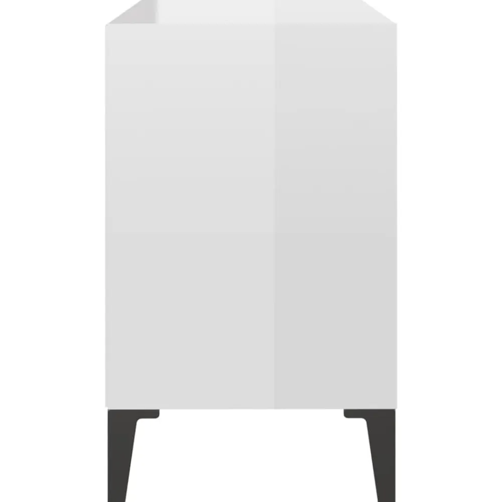 vidaXL Mueble de TV con patas de metal 69,5x30x50 cm Blanco brillante Best