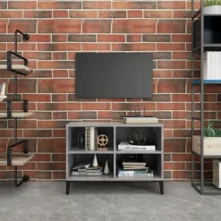 vidaXL Muebles Tv-Mueble de TV con patas metal gris hormigón 69,5x30x50 cm