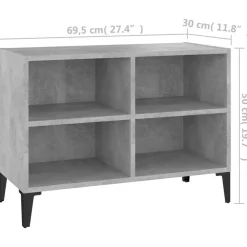 vidaXL Muebles Tv-Mueble de TV con patas metal gris hormigón 69,5x30x50 cm