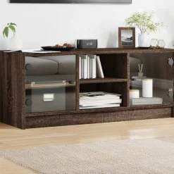 vidaXL Mueble de TV con puertas de vidrio marrón roble 102x37x42 cm Marr&oacute;n roble Hot