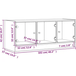 vidaXL Mueble de TV con puertas de vidrio 102x37x42 cm Roble Sonoma Discount