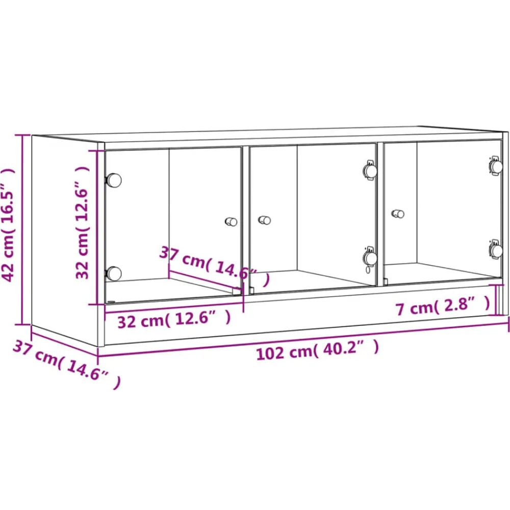 vidaXL Mueble de TV con puertas de vidrio 102x37x42 cm Roble Sonoma Discount