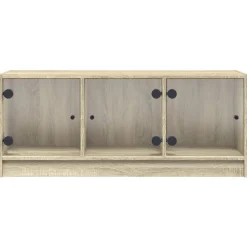 vidaXL Mueble de TV con puertas de vidrio 102x37x42 cm Roble Sonoma Discount