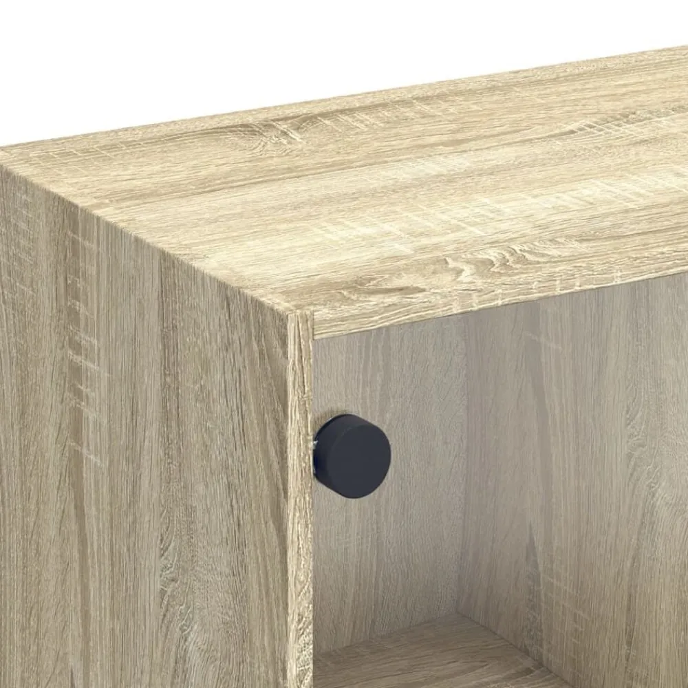 vidaXL Mueble de TV con puertas de vidrio 102x37x42 cm Roble Sonoma Discount