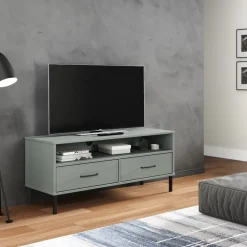 vidaXL Muebles Tv-Mueble de TV con patas de metal OSLO madera maciza pino