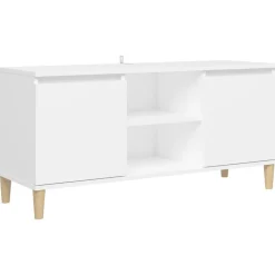 vidaXL Muebles Tv-Mueble de TV con patas de madera maciza 103,5x35x50 cm