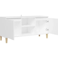 vidaXL Muebles Tv-Mueble de TV con patas de madera maciza 103,5x35x50 cm