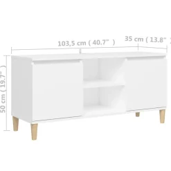 vidaXL Muebles Tv-Mueble de TV con patas de madera maciza 103,5x35x50 cm