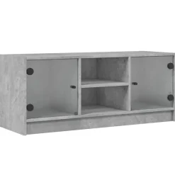 vidaXL Muebles Tv-Mueble de TV con puertas de vidrio gris hormigón 102x37x42 cm