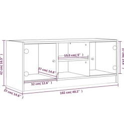vidaXL Muebles Tv-Mueble de TV con puertas de vidrio gris hormigón 102x37x42 cm