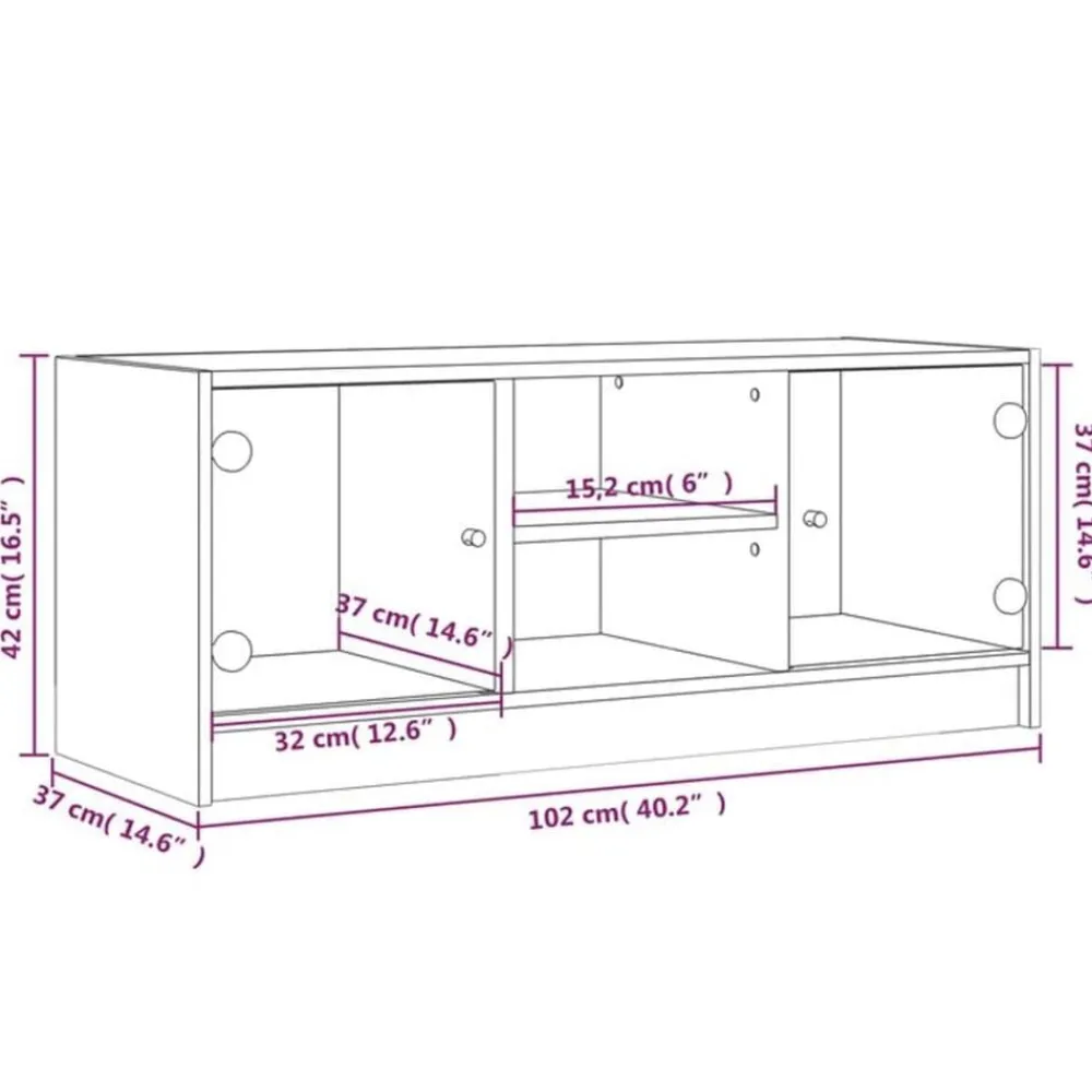 vidaXL Muebles Tv-Mueble de TV con puertas de vidrio gris hormigón 102x37x42 cm