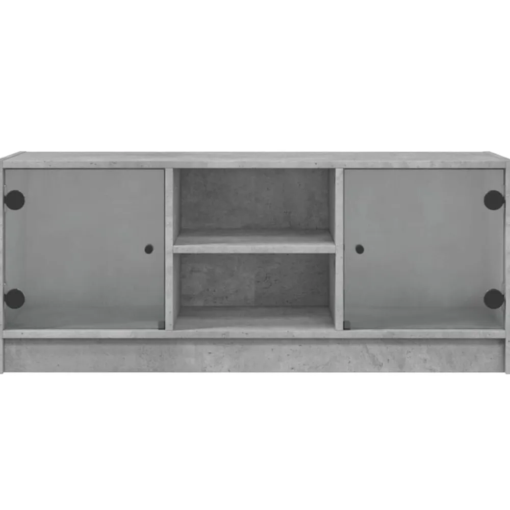 vidaXL Muebles Tv-Mueble de TV con puertas de vidrio gris hormigón 102x37x42 cm