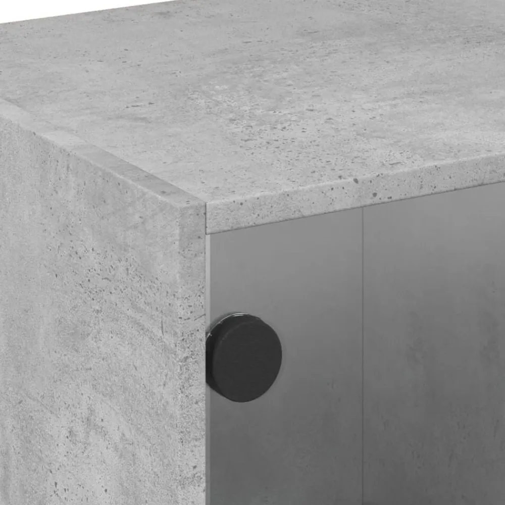 vidaXL Muebles Tv-Mueble de TV con puertas de vidrio gris hormigón 102x37x42 cm