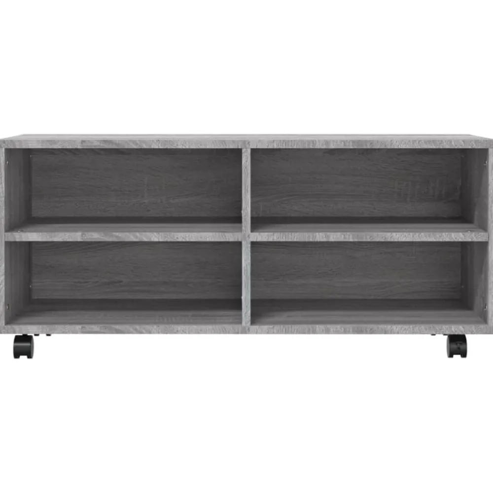 vidaXL Mueble de TV con ruedas madera contrachapada gris 90x35x35 cm Gris sonoma New