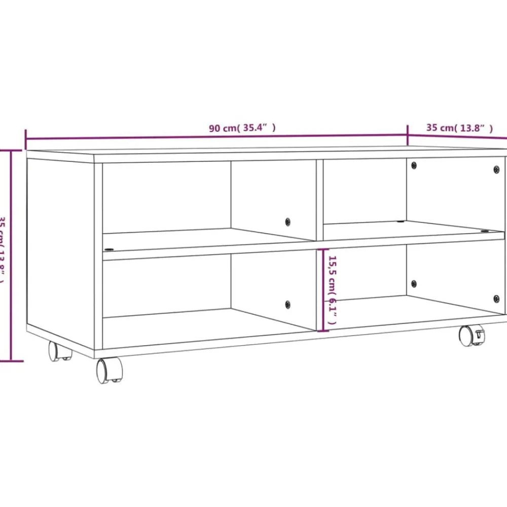 vidaXL Mueble de TV con ruedas madera contrachapada gris 90x35x35 cm Gris sonoma New
