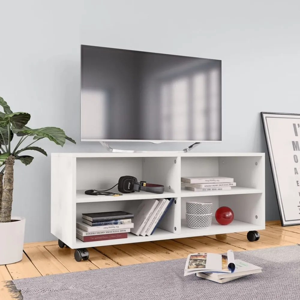 vidaXL Muebles Tv-Mueble de TV con ruedas madera contrachapada 90x35x35 cm