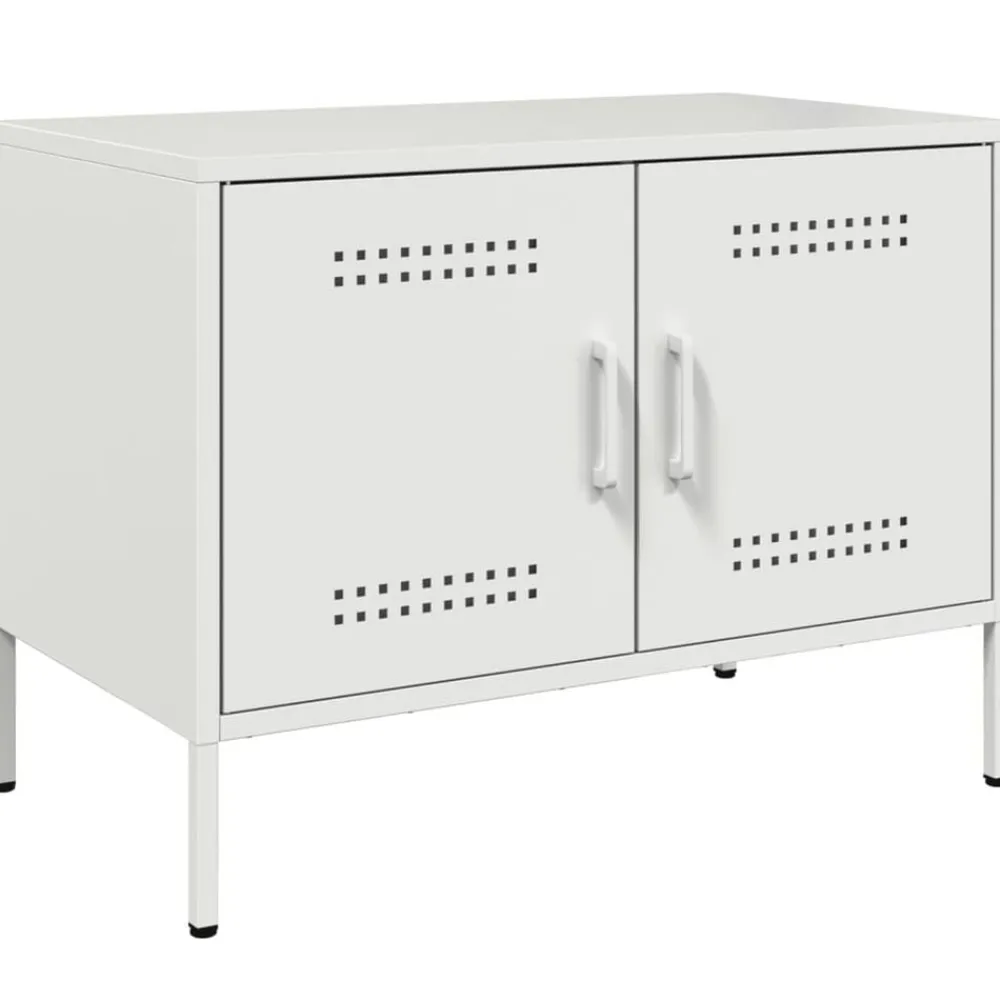 vidaXL Mueble de TV de acero 68x39x50,5 cm Blanco New