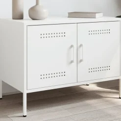 vidaXL Mueble de TV de acero 68x39x50,5 cm Blanco New