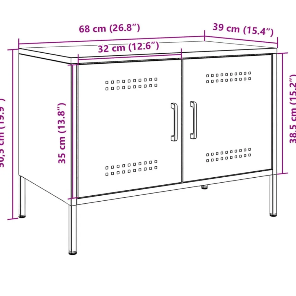 vidaXL Mueble de TV de acero 68x39x50,5 cm Blanco New