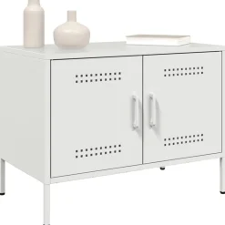 vidaXL Mueble de TV de acero 68x39x50,5 cm Blanco New