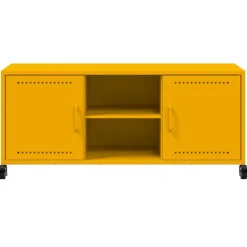 vidaXL Mueble de TV de acero mostaza 100,5x39x43,5 cm Amarillo Hot