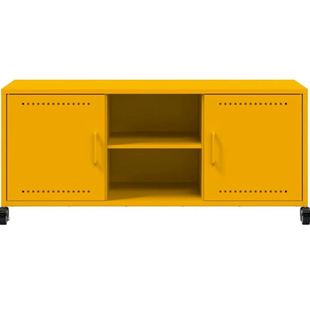 vidaXL Mueble de TV de acero mostaza 100,5x39x43,5 cm Amarillo Hot