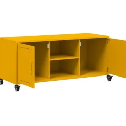 vidaXL Mueble de TV de acero mostaza 100,5x39x43,5 cm Amarillo Hot