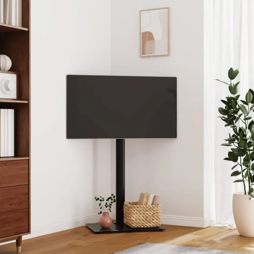 vidaXL Electrónica-Mueble de TV de esquina 1 nivel para 32-65 pulgadas negro