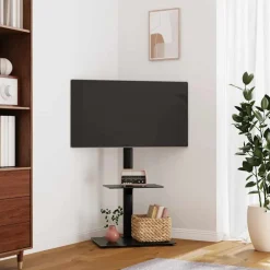 vidaXL Mueble de TV de esquina 2 niveles para 32-65 pulgadas negro Best