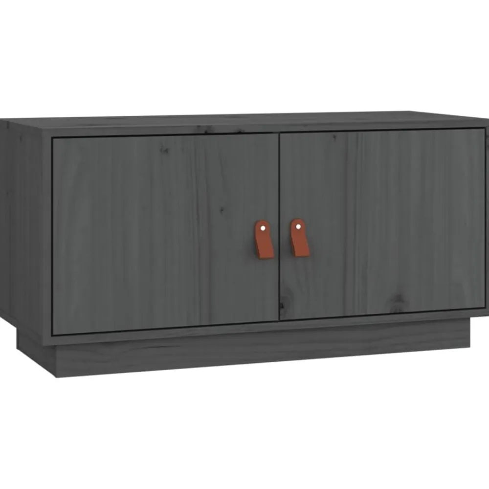 vidaXL Mueble de TV de madera maciza de pino 80x34x40 cm Gris Best
