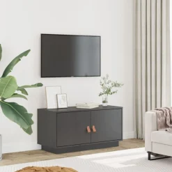 vidaXL Mueble de TV de madera maciza de pino 80x34x40 cm Gris Best