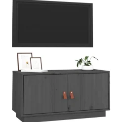 vidaXL Mueble de TV de madera maciza de pino 80x34x40 cm Gris Best