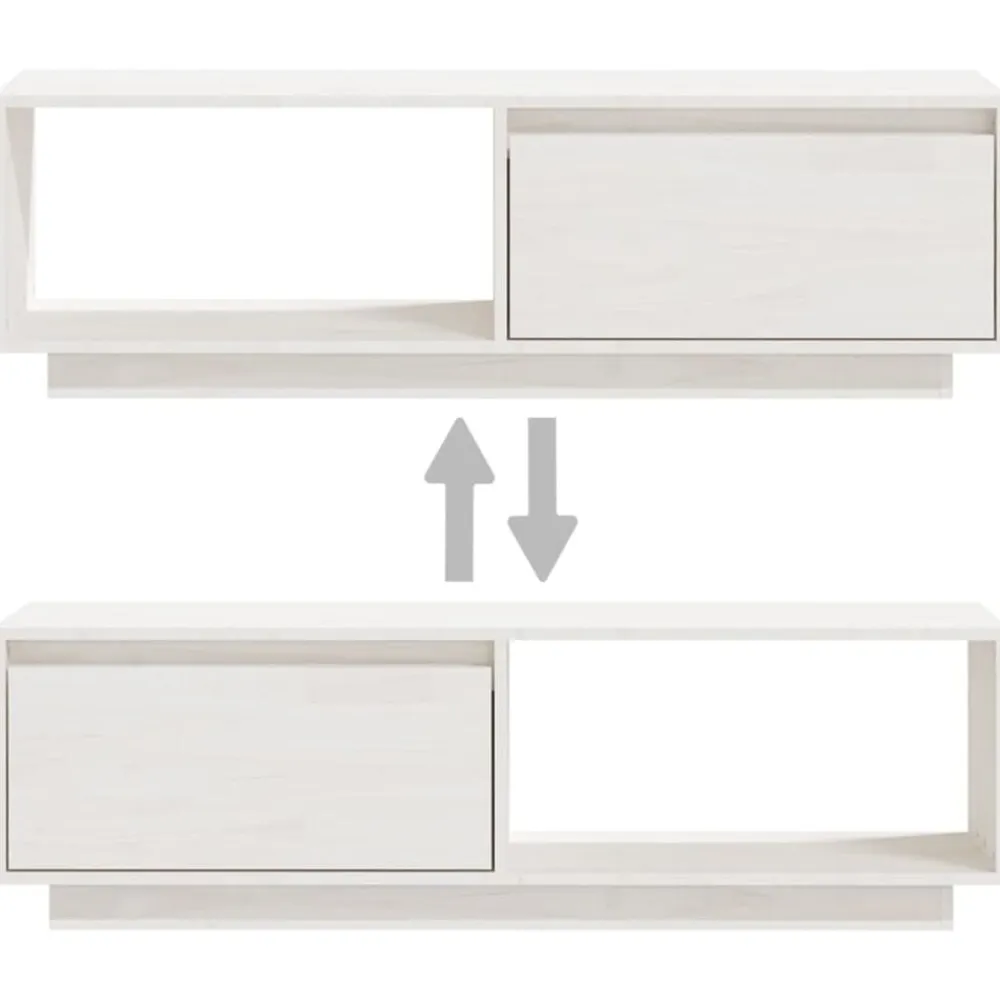 vidaXL Mueble de TV de madera maciza de pino 110x30x33,5 cm Blanco Sale