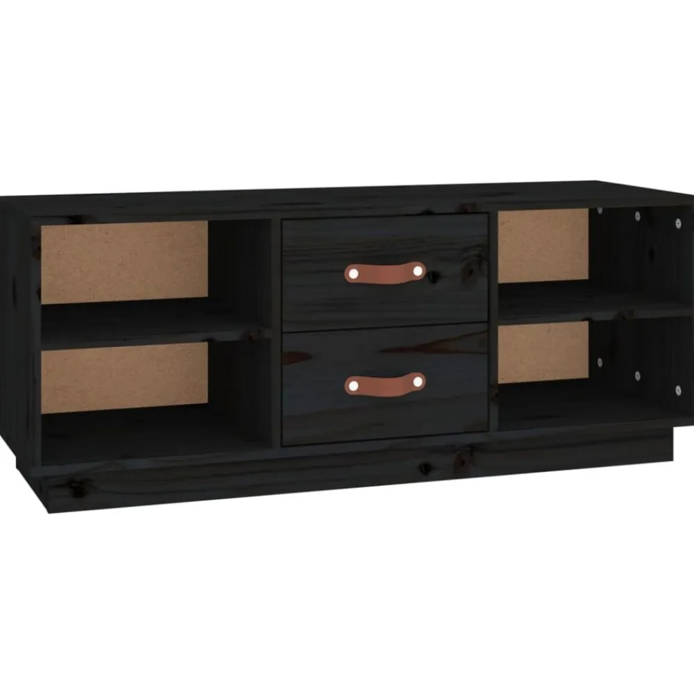 vidaXL Mueble de TV de madera maciza de pino 100x34x40 cm Negro Online