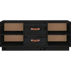 vidaXL Mueble de TV de madera maciza de pino 100x34x40 cm Negro Online