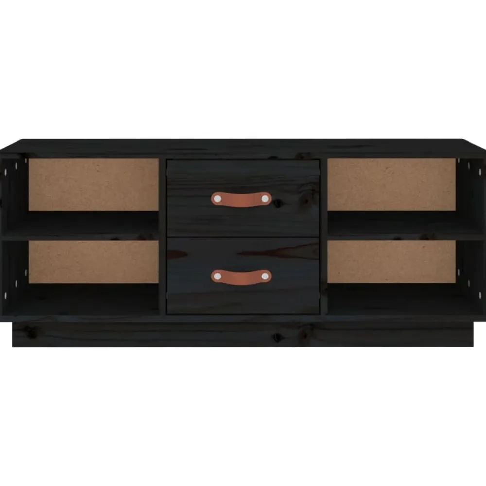 vidaXL Mueble de TV de madera maciza de pino 100x34x40 cm Negro Online