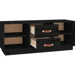 vidaXL Mueble de TV de madera maciza de pino 100x34x40 cm Negro Online