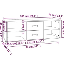 vidaXL Mueble de TV de madera maciza de pino 100x34x40 cm Negro Online