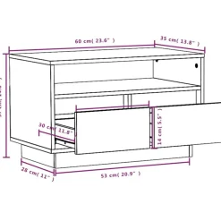 vidaXL Muebles Tv-Mueble de TV de madera maciza de pino 60x35x37 cm