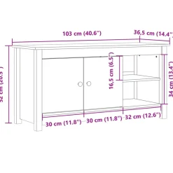 vidaXL Mueble de TV de madera maciza de pino 103x36,5x52 cm Natural Online