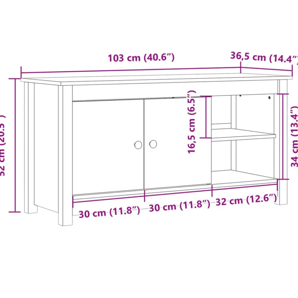 vidaXL Mueble de TV de madera maciza de pino 103x36,5x52 cm Natural Online