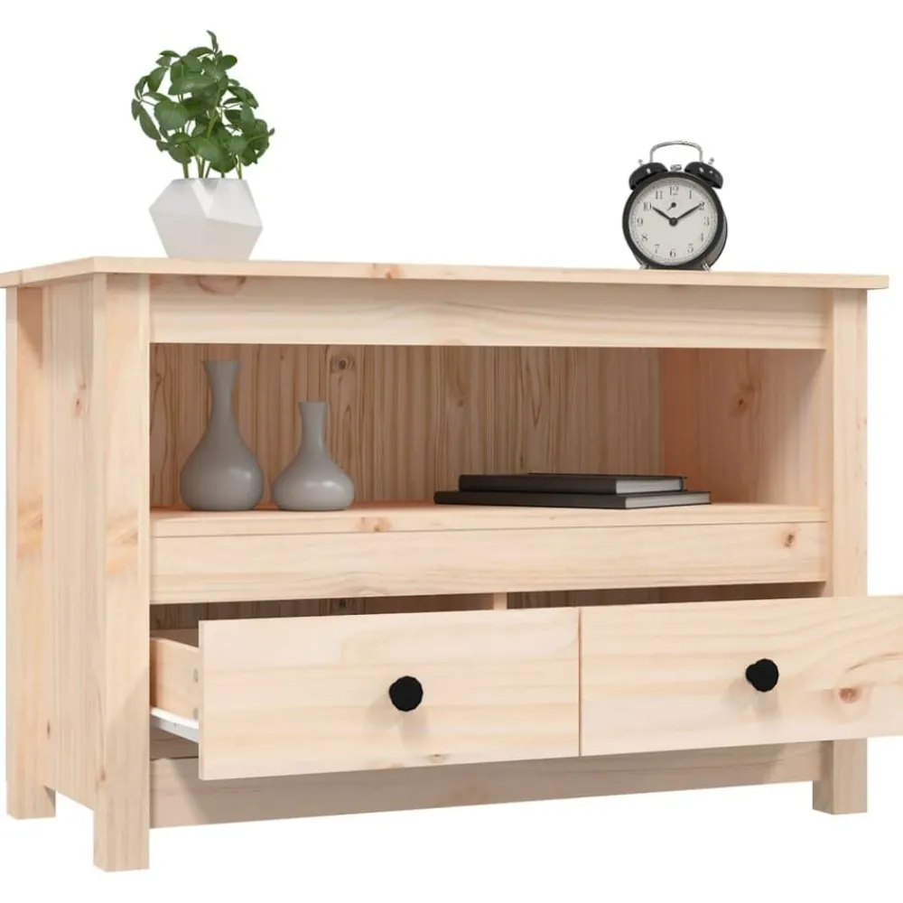 vidaXL Muebles Tv-Mueble de TV de madera maciza de pino 79x35x52 cm