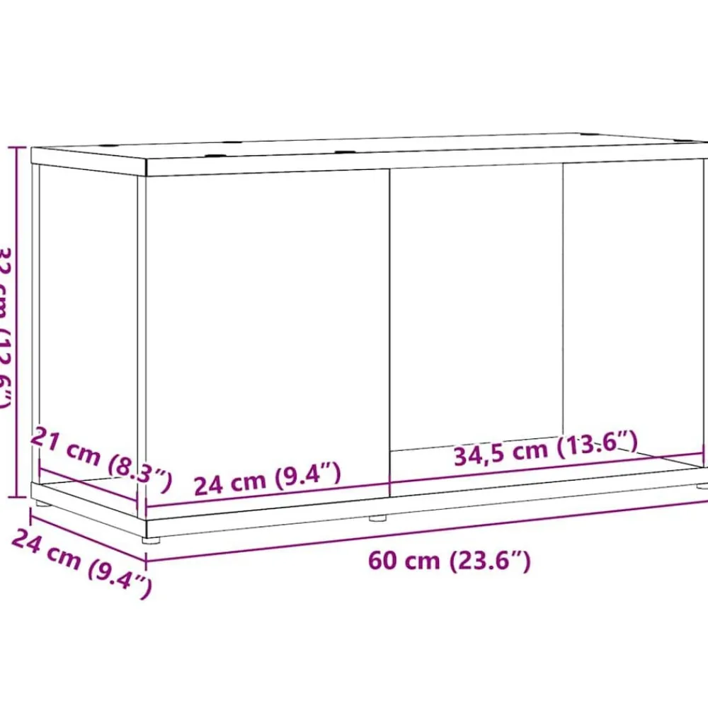 vidaXL Estanterías-Mueble de TV de madera de 60x24x32 cm