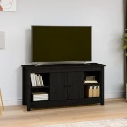 vidaXL Mueble de TV de madera maciza de pino 103x36,5x52 cm Negro Hot