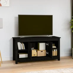 vidaXL Mueble de TV de madera maciza de pino 103x36,5x52 cm Negro Hot