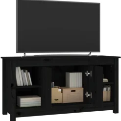 vidaXL Mueble de TV de madera maciza de pino 103x36,5x52 cm Negro Hot