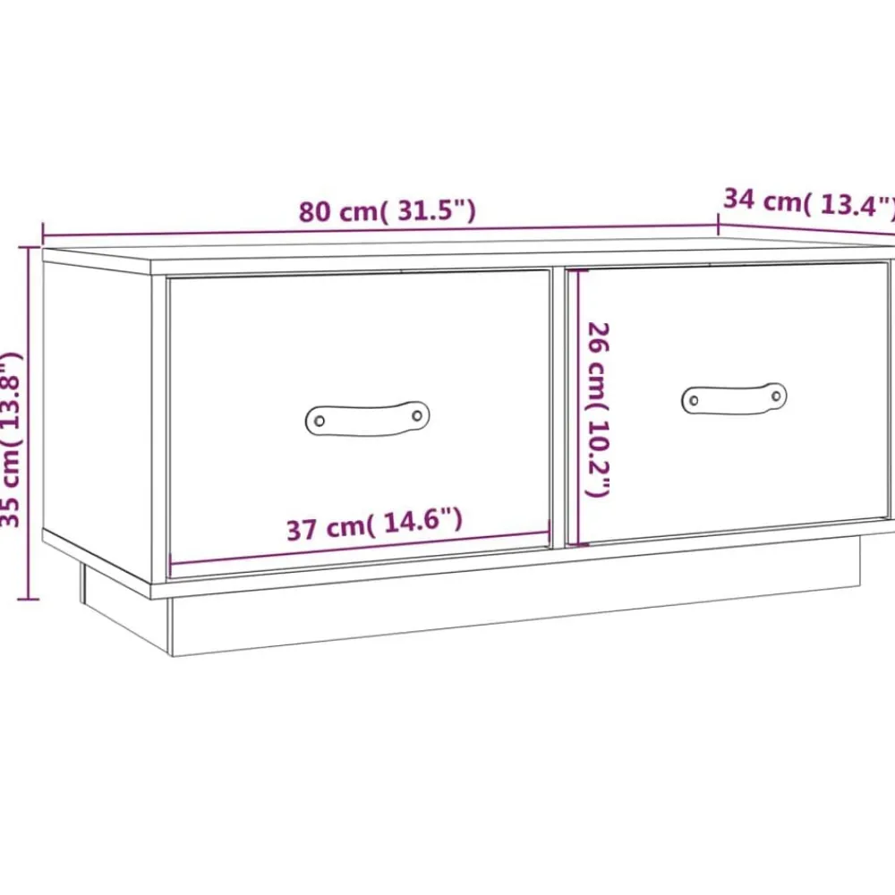vidaXL Muebles Tv-Mueble de TV de madera maciza de pino 80x34x35 cm