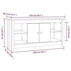 vidaXL Muebles Tv-Mueble de TV de madera maciza de pino 103x36,5x52 cm