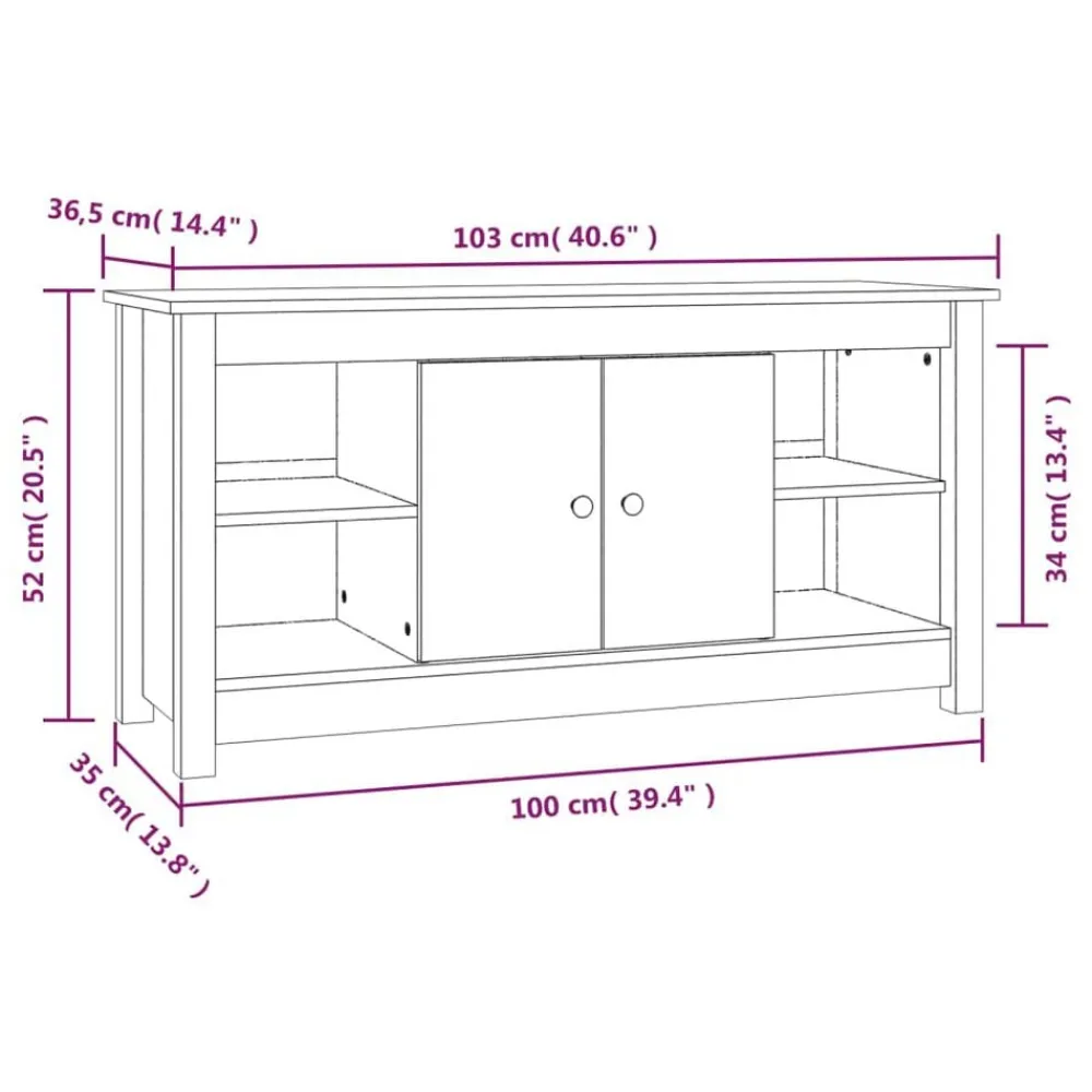 vidaXL Muebles Tv-Mueble de TV de madera maciza de pino 103x36,5x52 cm